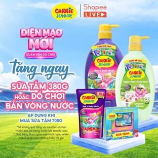[MỚI - Tặng đồ chơi bắn vòng nước] Chai Sữa Tắm Gội cho bé Carrie Junior thiên nhiên 700g (Tặng màu ngẫu nhiên) - LIVE