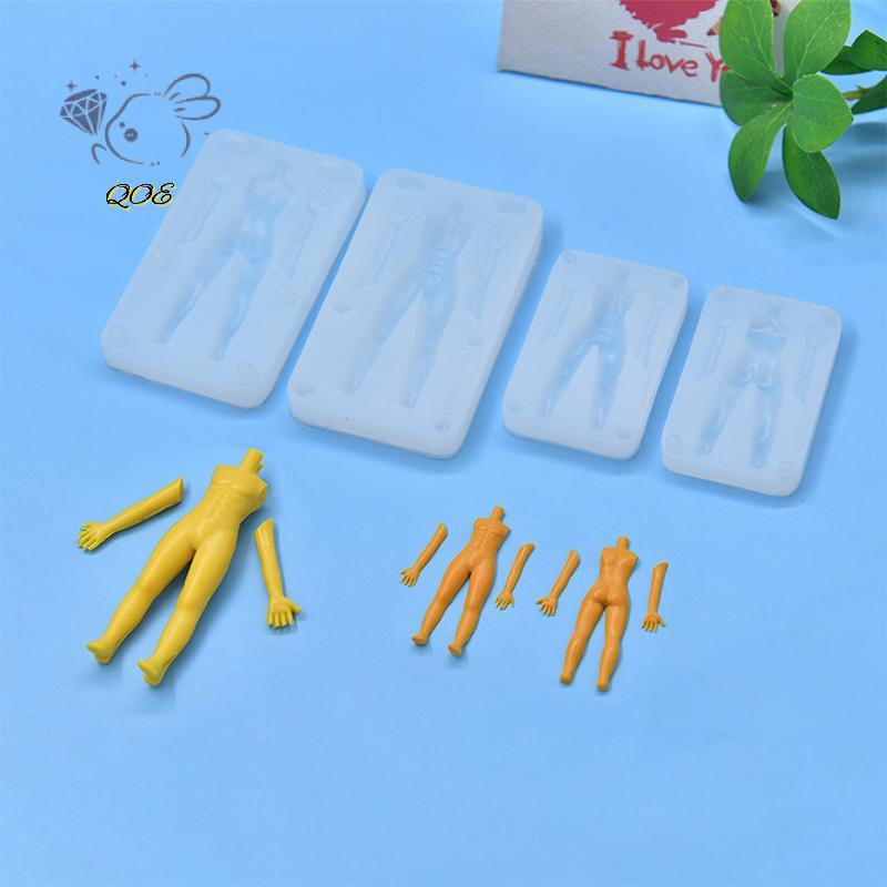 [QOE] 1 Bộ Đất Sét Polymer Nam Búp Bê Cơ Thể Torso Khuôn Silicon Fondant / Nhựa Đất Sét DIY Búp Bê Đ