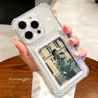 Ốp Điện Thoại Cho iPhone 17 16 15 14 13 Pro Max Air 11 12 Pro 7 8 Plus 16E Khe Cắm Thẻ Trong Suốt Túi Đựng Ví Chống Sốc