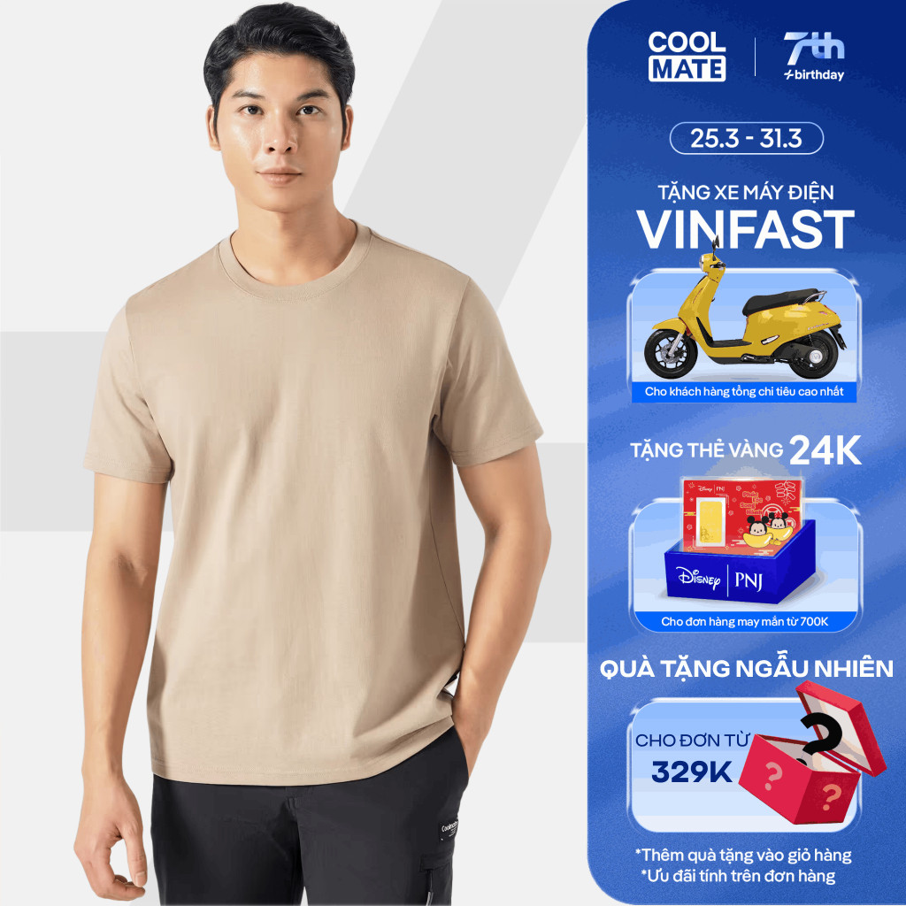 Áo thun nam TShirt Basic Cotton 100% 220gsm dày dặn mềm mại Coolmate
