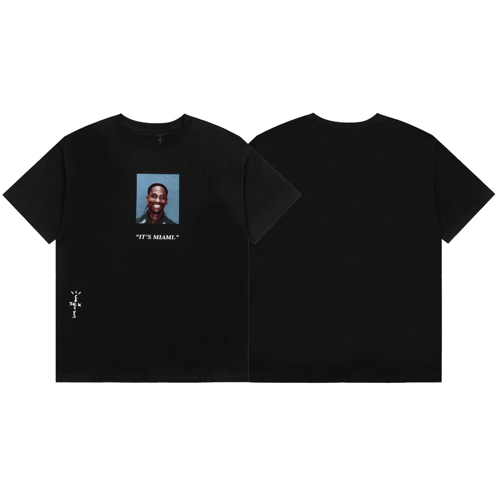 8595 TRAVIS SCOTT New Summer American Style Small logo Portrait of a Man and Woman in Short Sleeves 