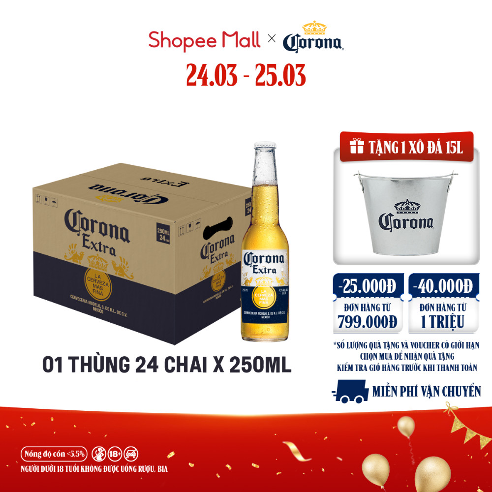 Nồng Độ Cồn 4.5% - Bia Corona Extra nhập khẩu thùng 24 chai (250ml/chai)