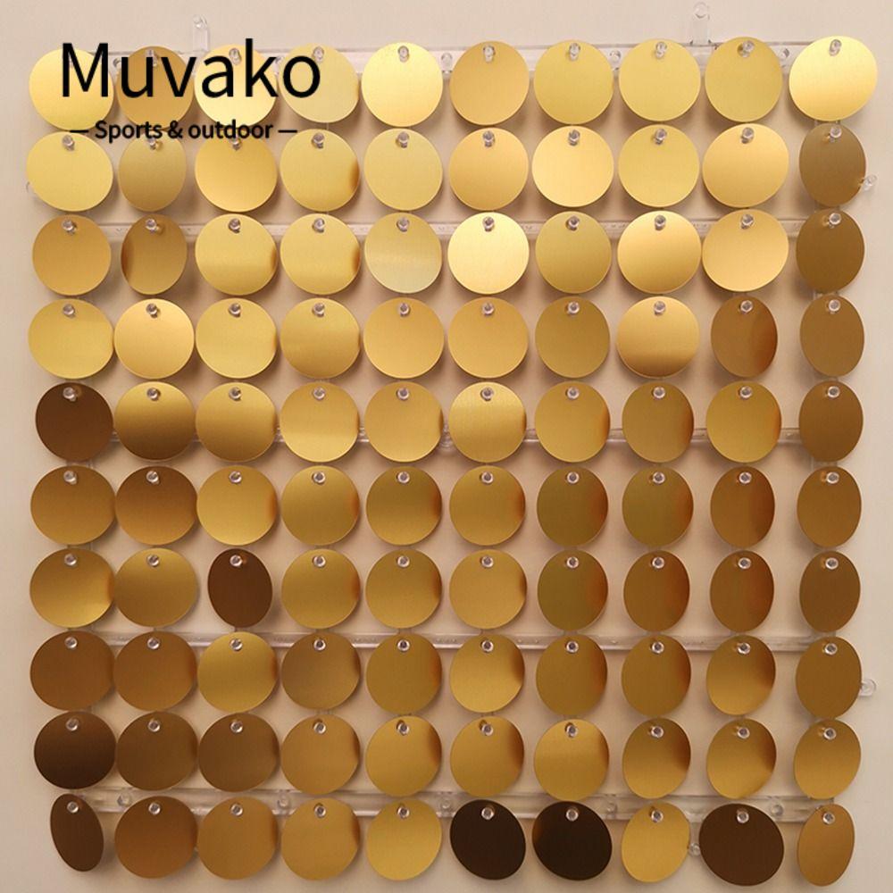 MUVAKO Sequin Phông Nền, PET Tròn Sequin Bảng Trang Trí Tường, Bạc Vàng Lấp Lánh Phông Nền Trang Trí
