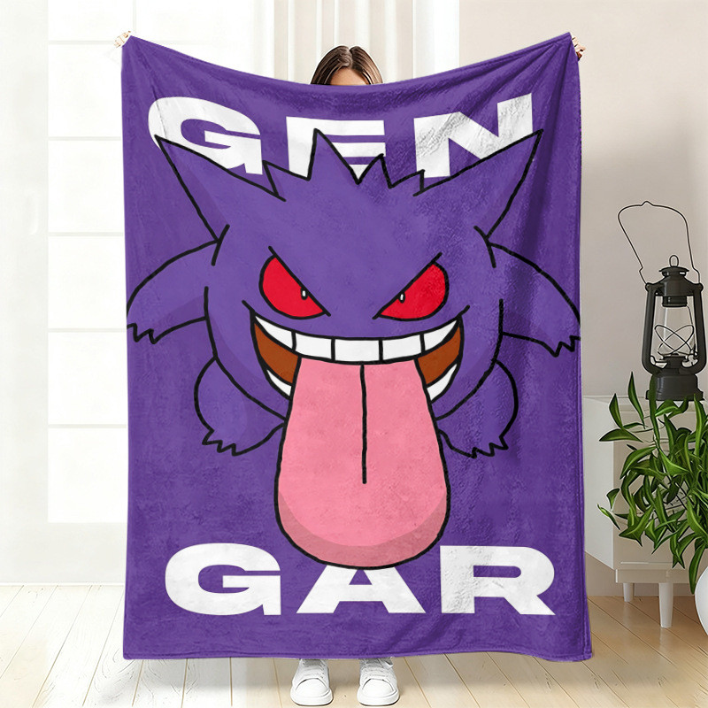 Xuyên Biên Giới Trẻ Em Hoạt Hình Flannel Chăn Sofa Chăn Pokemon Gengar Văn Phòng Ngủ Chăn