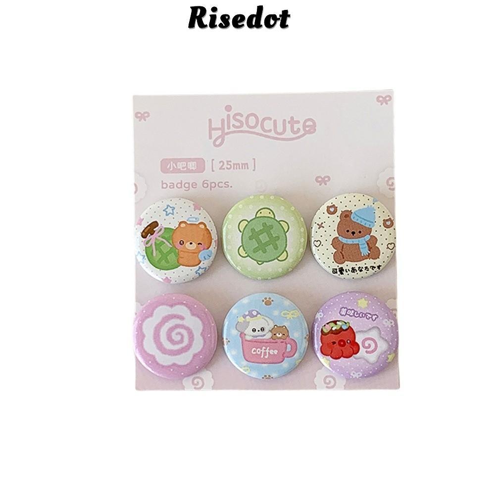 Bộ sổ tay huy hiệu 6 chiếc RISEDOT, Huy hiệu trang trí trâm cài Mini 25mm, Bộ quà tặng Baji sinh viê