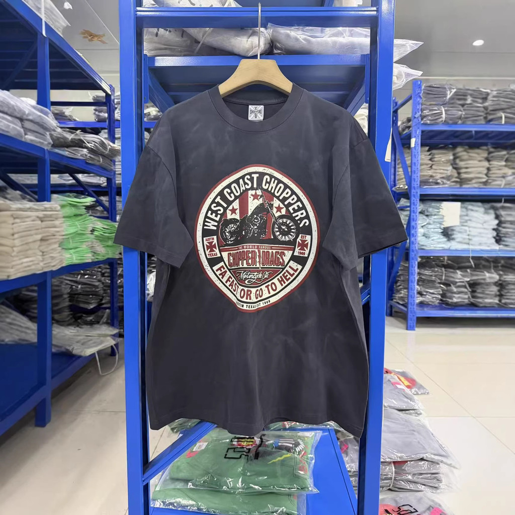 FQFU West Coast Choppers West Coast1972Vintage modified car print with washed-out and distressed fin