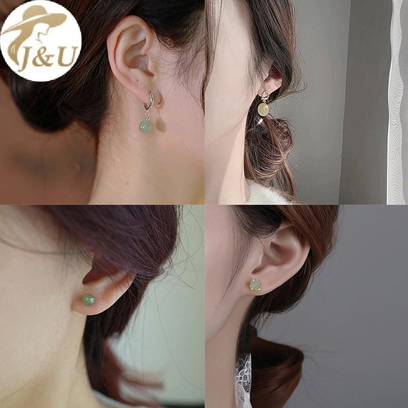 Juwel Vintage Mới - Trang sức cổ điển Trung Hoa với bông tai giả ngọc chalcedony tinh tế