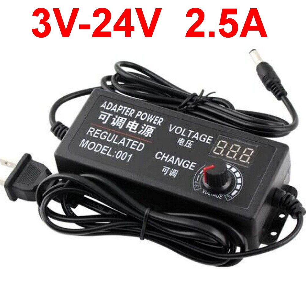Bộ Sạc Nguồn AC 100V-240V DC 3V 5V 6V 9V 12V 15V 18V 19V 20V 21V 22V 24V 2.5A 2A 60W Công tắc nguồn 