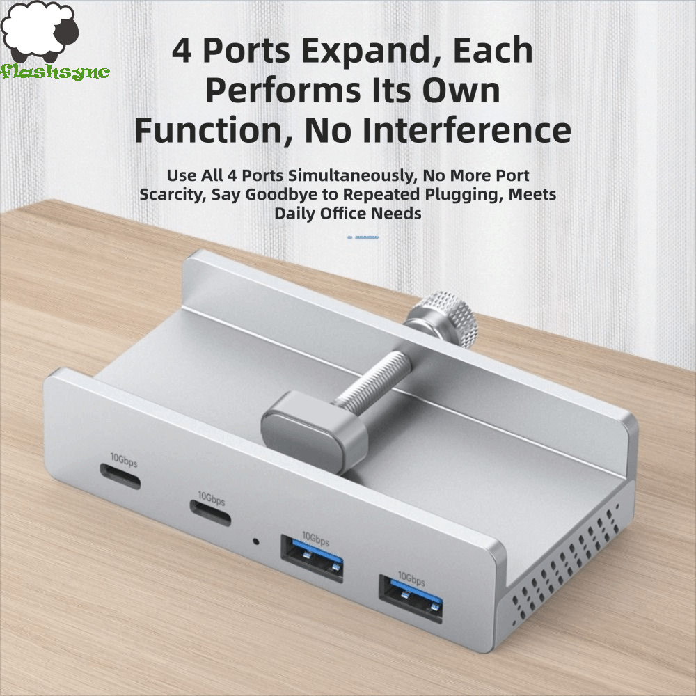 FLASHSYNC USB HUB Kẹp, Bộ chuyển đổi bộ chia USB USB 3.2 / 3.0 / 2.0 5Gbps, Thiết kế kẹp Nguồn điện 