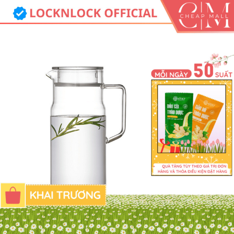 Bình nước thuỷ tinh LocknLock 1.2L chịu nhiệt Metro Glass LLG6100 - CHEAP CHL