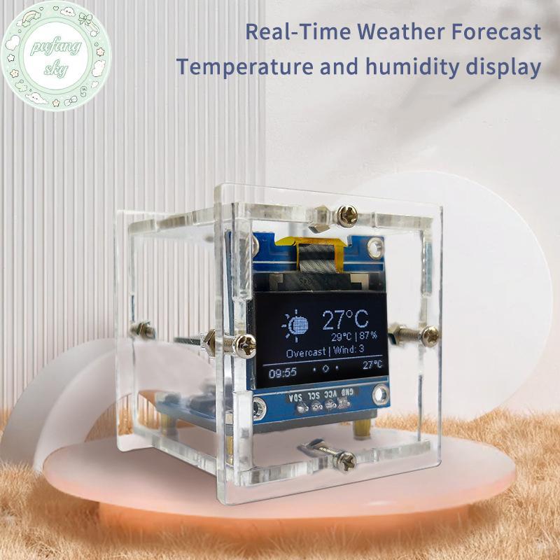 PUSKY ESP8266 MINI Đồng hồ thời tiết WIFI Đồng hồ kỹ thuật số DIY Bộ hàn điện tử Trạm thời tiết đa c