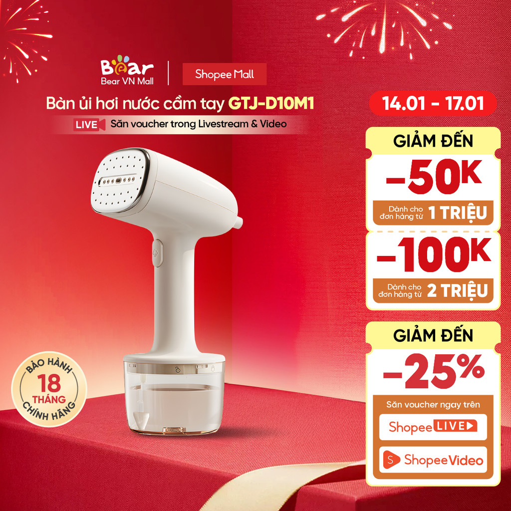 [Livestream] Bàn ủi hơi nước cầm tay 1000W Bear GTJ-D10M1 - Hàng Chính Hãng BH 18 tháng