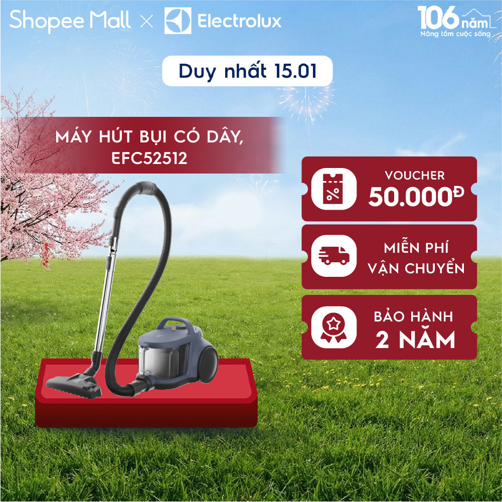 Free giao hàng - Máy hút bụi cầm tay Electrolux có dây, dạng hộp, 3 đầu hút Clean 500 -Màu xanh deni