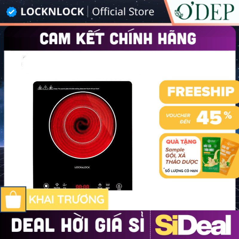 Bếp hồng ngoại LocknLock 2000W Chính hãng cảm ứng đa năng, khóa an toàn trẻ em EJI421 - SIDEAL SIA