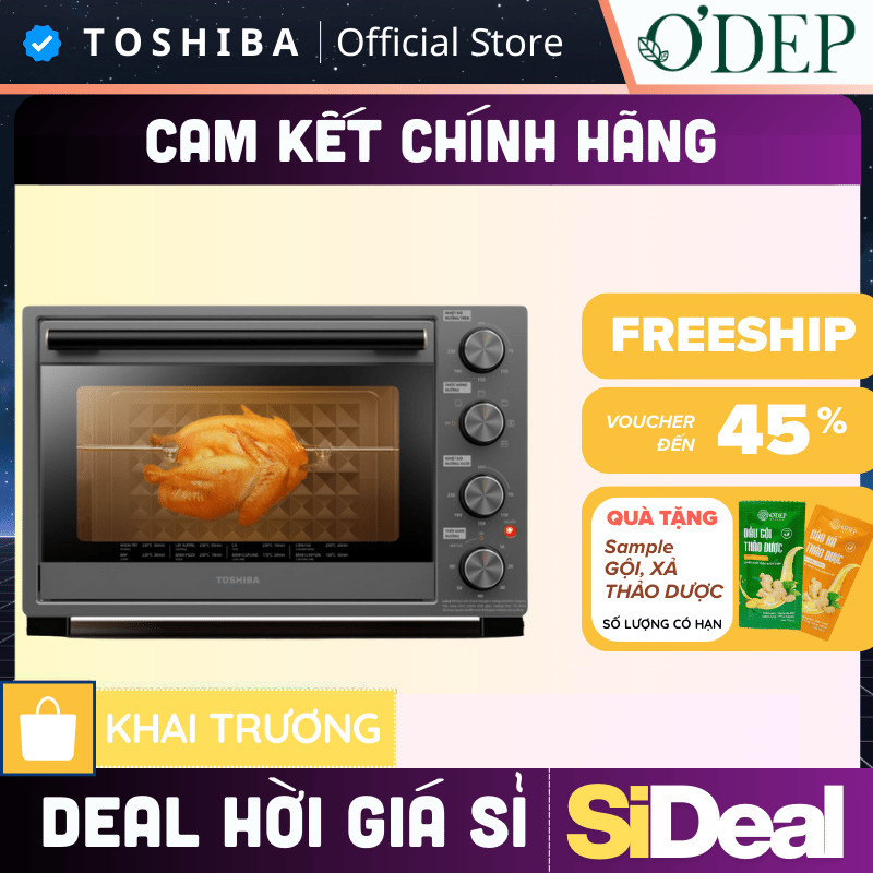 Lò nướng Toshiba TL-MC40EZF(GR) 40L Chính hãng, 6 chế độ nướng, Công nghệ làm nóng chân không - SIDE