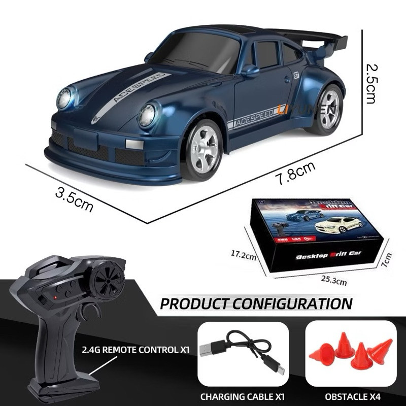 Xe điều khiển từ xa drift mini 1:64 – 2 cầu mạnh mẽ – pin sạc – xe đua rc mini để bàn cho bé