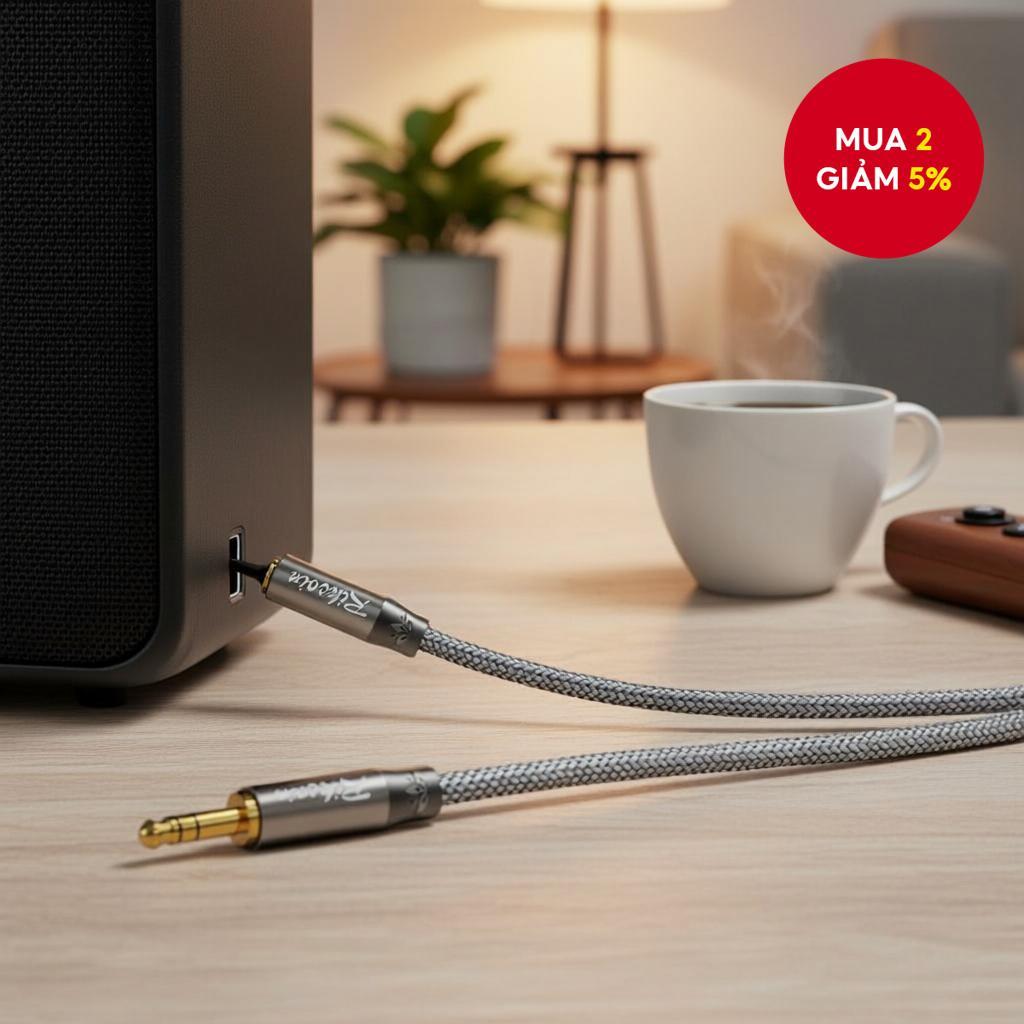 Cáp mở rộng âm thanh Riksoin 3.5mm cho điện thoại di động, máy tính bảng, máy nghe nhạc media, đầu đ