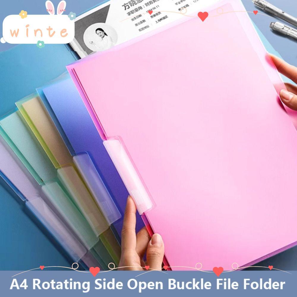 Thư mục tập tin WINTE, Xoay Side Open Buckle PP A4 Clipboard, Loose Leaf Loose Leaf File Binder Busi