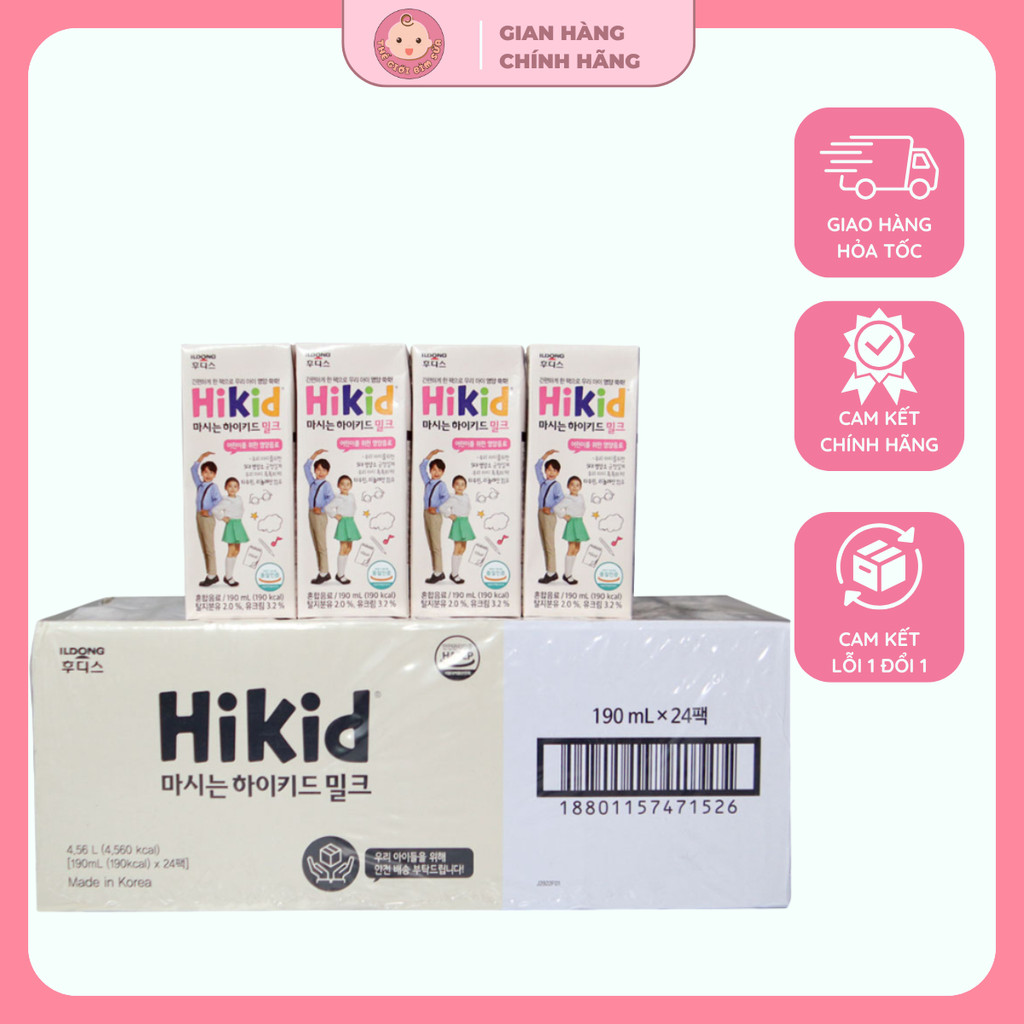 THÙNG sữa Hàn Quốc Hikid pha sẵn, sữa công thức pha sẵn Hikid hỗ trợ phát triển chiều cao, thùng 24 