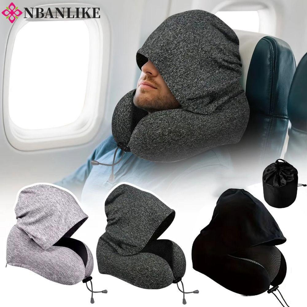 Gối hình chữ U NBANLIKE có nắp, có túi lưu trữ Gối cổ du lịch có thể giặt được, Hỗ trợ mềm đa chức n