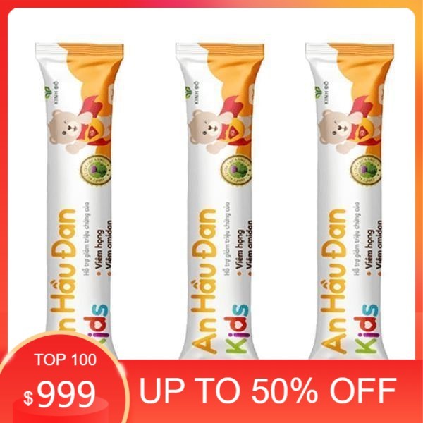 COMBO 3 HỘP An Hầu Đan Kids - Siro Uống Dành Cho Trẻ Bị Viêm Họng, Amidan - Hộp 10 ống - Healthycare