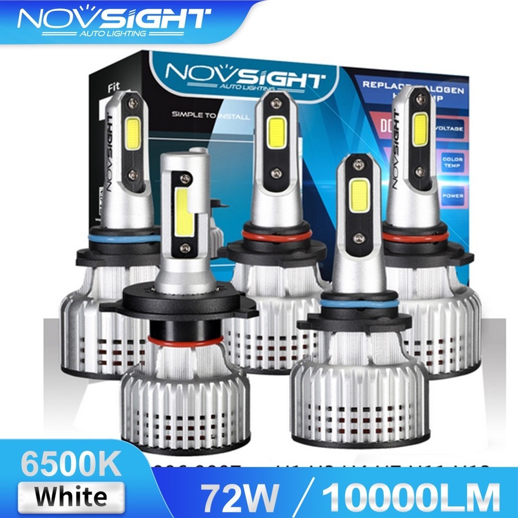 Novsight 9005 9006 H4 H7 H11 N12 Đèn pha LED ô tô Ánh sáng trắng 72W 10000LM 6500K COB Light (2 chiế