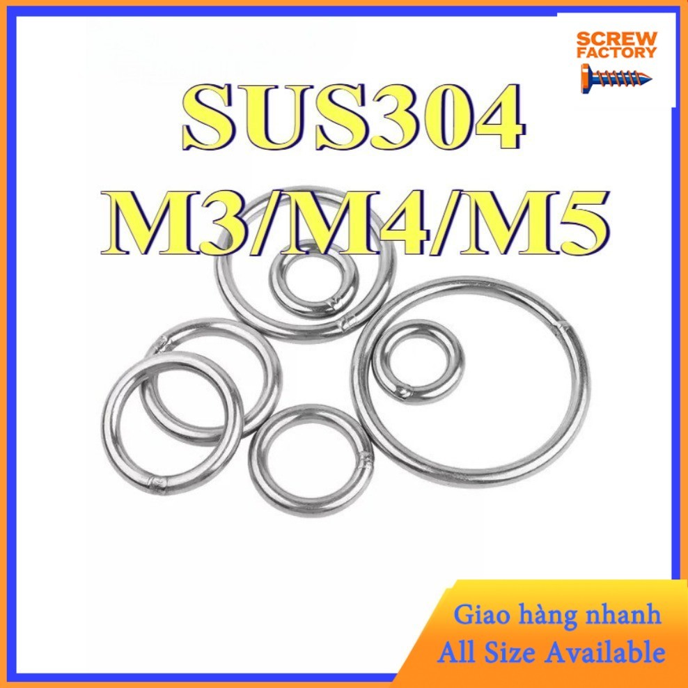 Vòng chữ O hàn rắn bằng thép không gỉ 304, vòng thép nâng, vòng kết nối võng yoga, vòng kéo tay thú 