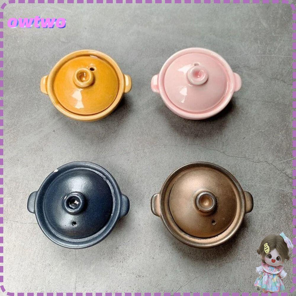 Nội thất nhà bếp nhà búp bê OWTWO, Đồ dùng nhà bếp đa năng bằng gốm sứ, Nồi gốm Mini Mini thu nhỏ đa