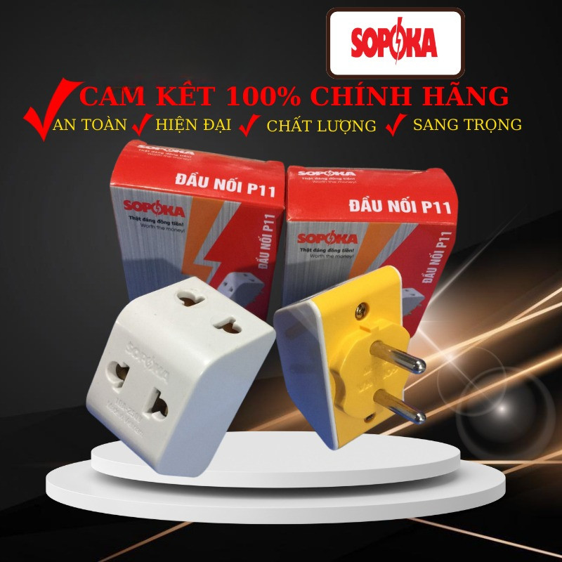 Ổ Cắm Chuyển Đồi Đầu Nối Chia Điện 3 Cửa Sopoka P11, P15 - Chịu Tải 2200W