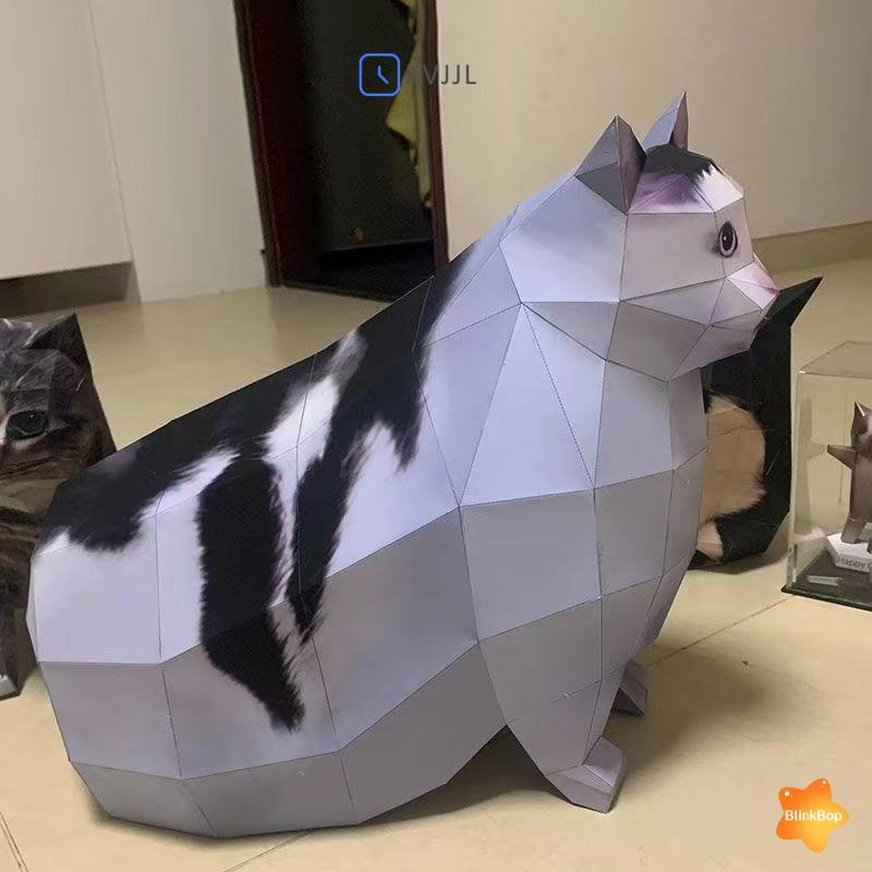 [KvJJL-t] 1Pc Fun Stereo Origami Animal Poster Oiiao Cat Huh Cat Maxwell Cat Handmade DIY Paper Mode