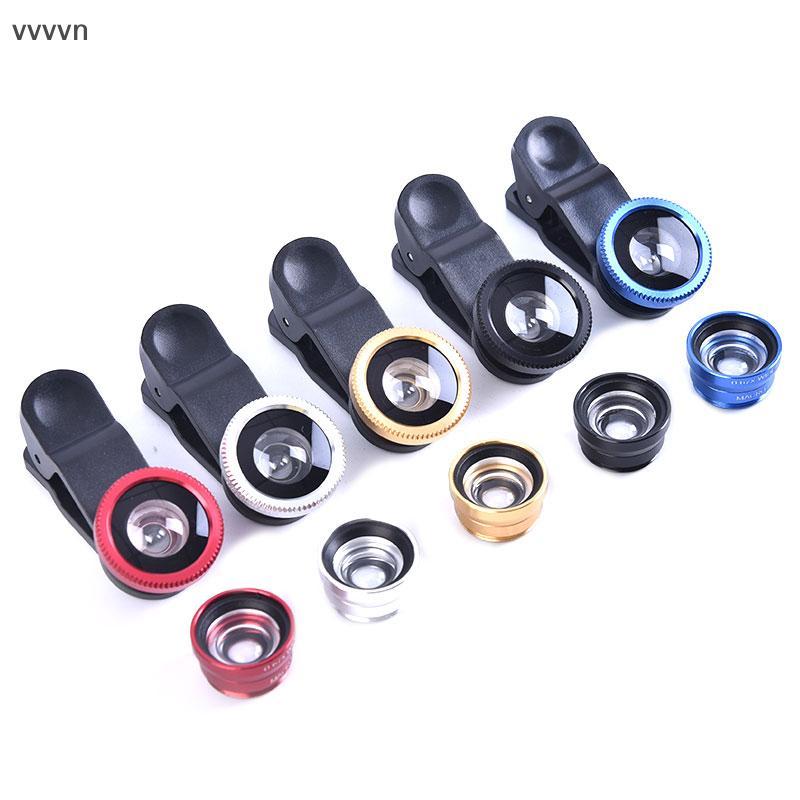 Tốt 3in1 điện thoại di động Mắt Cá + Góc Rộng + Ống kính camera macro cho điện thoại di động phổ thô