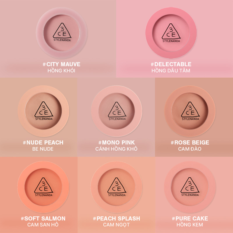 Phấn Má Hồng 3CE Face Blush Chuẩn Màu, Mịn Lì, Tươi Tắn Nhẹ Nhàng Đầy Tự Nhiên, Chuẩn Màu Tệp Lên Da | BigBuy360 - bigbuy360.vn