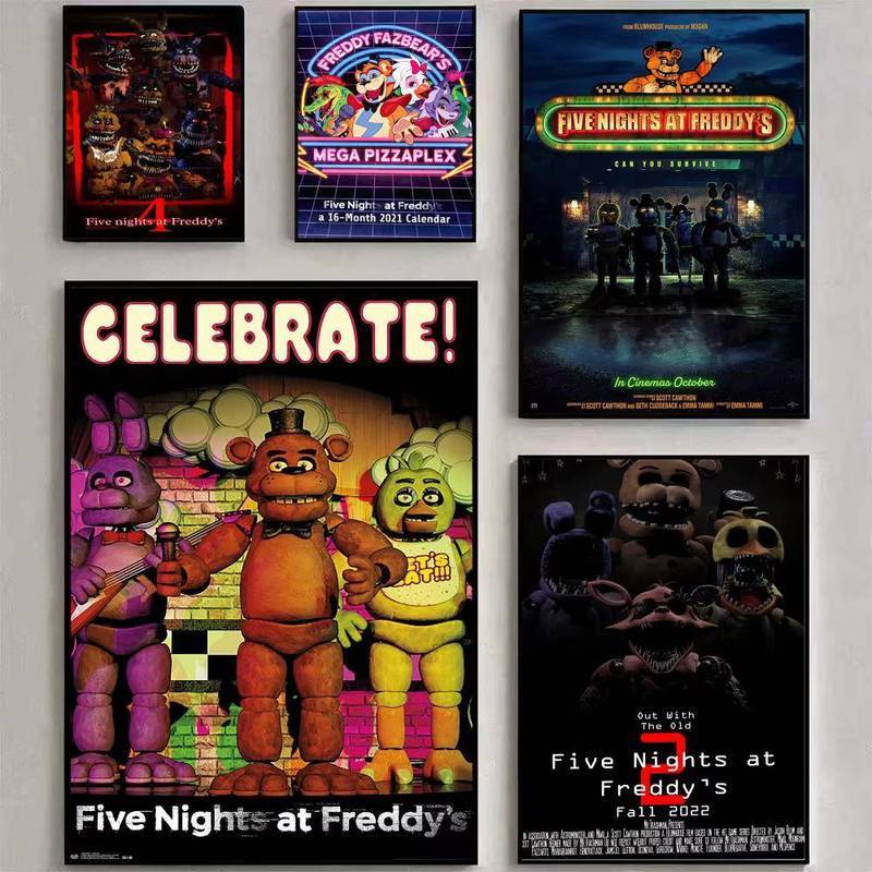 Poster trò chơi Five Nights at Freddy 's FNAF, Nghệ thuật treo tường bằng vải Canvas chống thấm nước