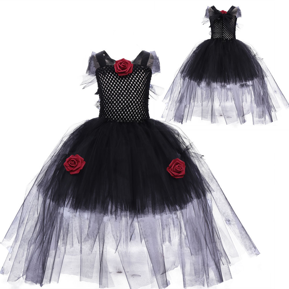 Halloween Trẻ Em Zombie Trang Phục cosplay Ma Cô Dâu Zombie Hóa Trang Cô Gái Đầm tutu Đầm 2.13