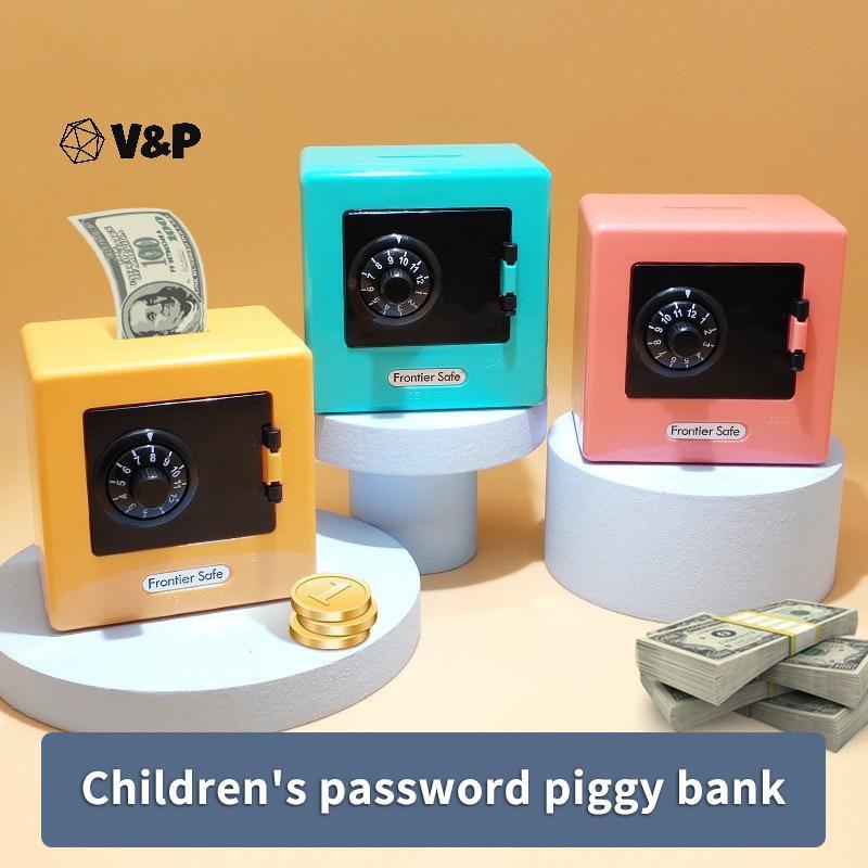 V & P Mini Bank Hộp Đựng Tiền Retro Xoay Mật Khẩu Tiền Mặt Đồng Xu Hộp Tiết Kiệm Ngân Hàng An Toàn H