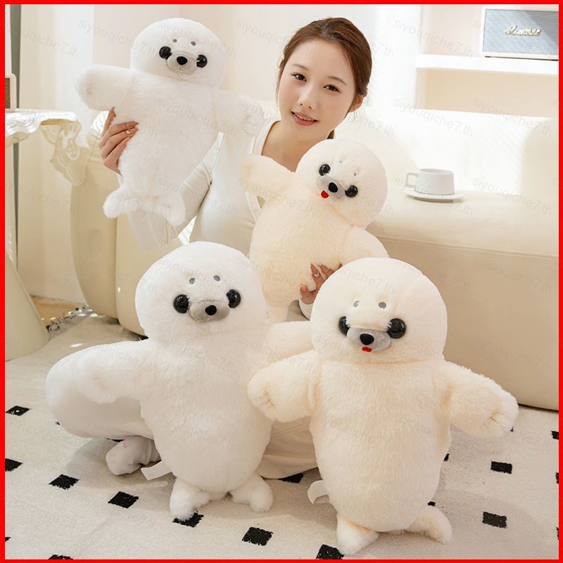 SY Nằm Flat Seal Sang Trọng Búp Bê Trắng Seal Gối Mềm Động Vật Biển Plushie Đồ Chơi Nhồi Bông