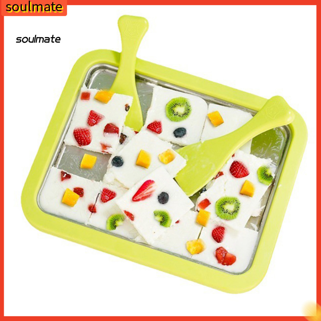 Linh hồn| Máy làm kem không điện Máy làm sữa chua Máy làm kem cuộn bằng thép không gỉ Máy làm kem tự làm Máy làm sữa chua đông lạnh không điện tại nhà dễ dàng để làm mới cho Đông Nam