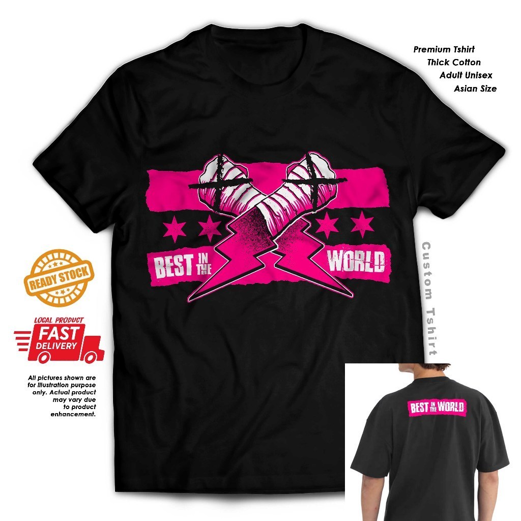 Nam Đấu Vật CM Punk & AJ Lee Best in World Graphic - Áo Thun Cotton Cao Cấp, Unisex Oversized, Dành 