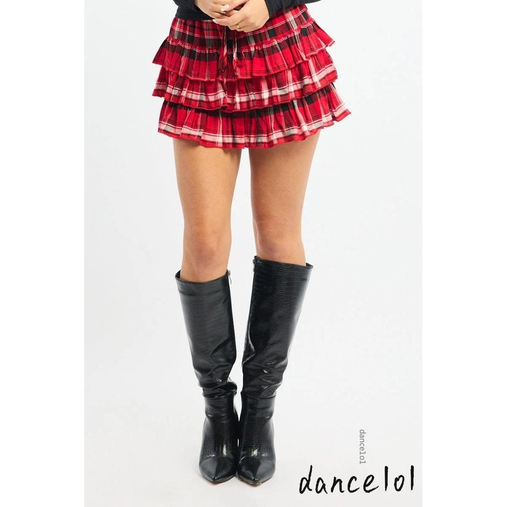 Dance1o1 - Váy Mini Mùa Hè Kẻ Sọc Xếp Lớp Ruffles