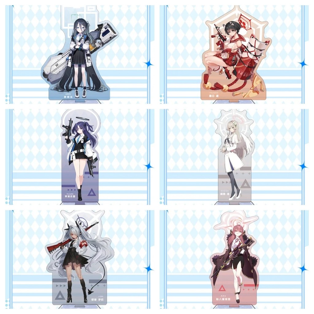 Standee Blue Archive mô hình Acrylic mica nhân vật Aris Tsubaki Yuuka Nagisa Iori Aru trang trí bàn 
