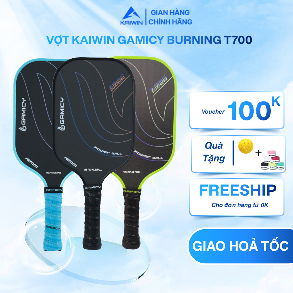 Vợt Bóng Pickleball Gamicy Burning T700 chuyên dụng KAIWIN 16MM Kaiwin Play To Win