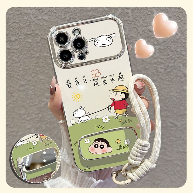 Vui Nhộn Crayon Shin-Chan Thích Hợp Cho Apple 17air Vỏ Điện Thoại iphone17promax Stereo 17pro Gương 