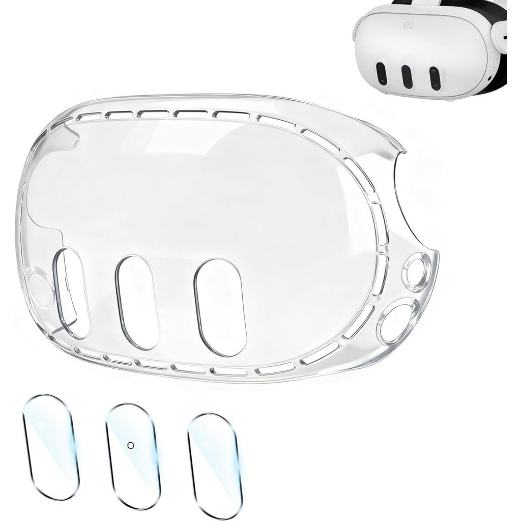 Vỏ bảo vệ ống kính nâng cấp cho Meta Quest 3, Vỏ bảo vệ cứng bằng nhựa cho Oculus Quest 3, Phụ kiện 