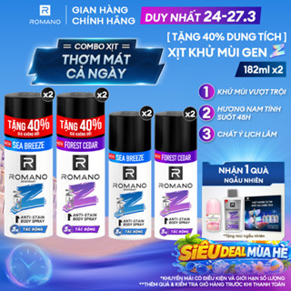 [SẢN PHẨM MỚI] Combo 2 Xịt khử mùi cho nam ngăn vệt ố vàng Romano Gen Z (140ml - 182ml)
