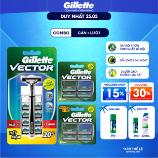 Combo Dạo Cạo Râu GILLETTE Vector 1 Cán 1 Lưỡi + Lưỡi Dao Cạo GILLETTE Vector