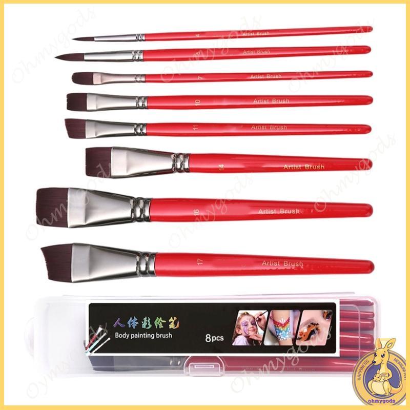 OMG * 8 Chiếc Mặt Body Paint Brush Flat Painting Brush Artist Paint Brushes