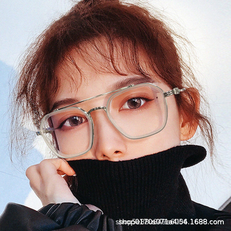 Popular~2026New double-beam frame men's fashion aviator prescription glasses, internet celebrity sty