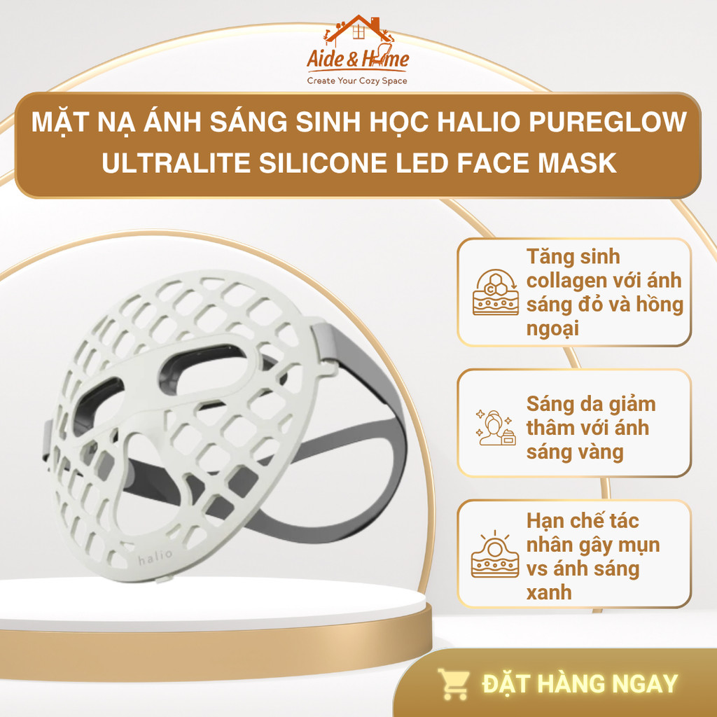 Mặt nạ ánh sáng sinh học Halio PureGlow Ultralite Silicone LED Face Mask - Bảo Hành 12 Tháng