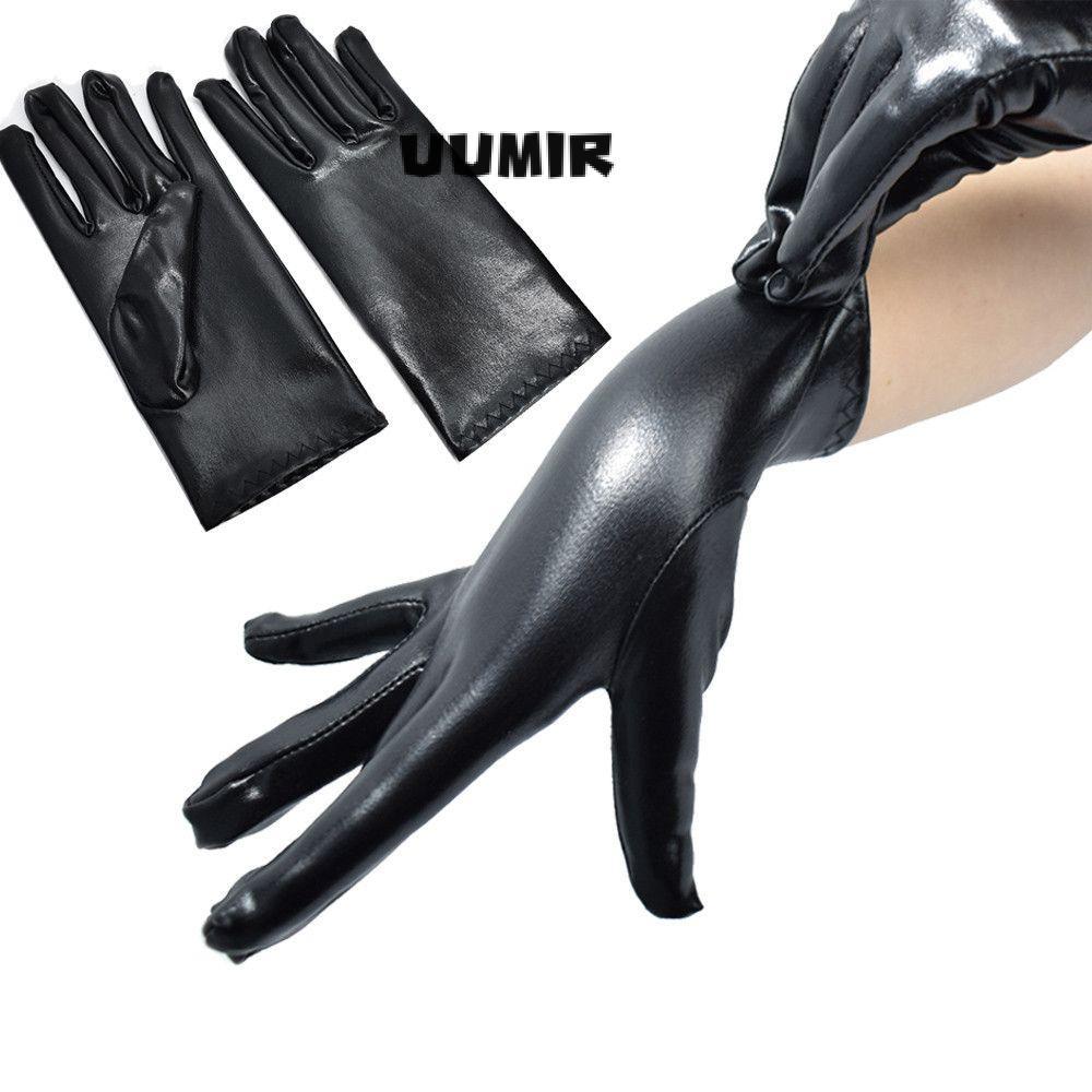 UUMIR Găng Tay Đen Gothic PU Mittes Gothic Punk Dress Up