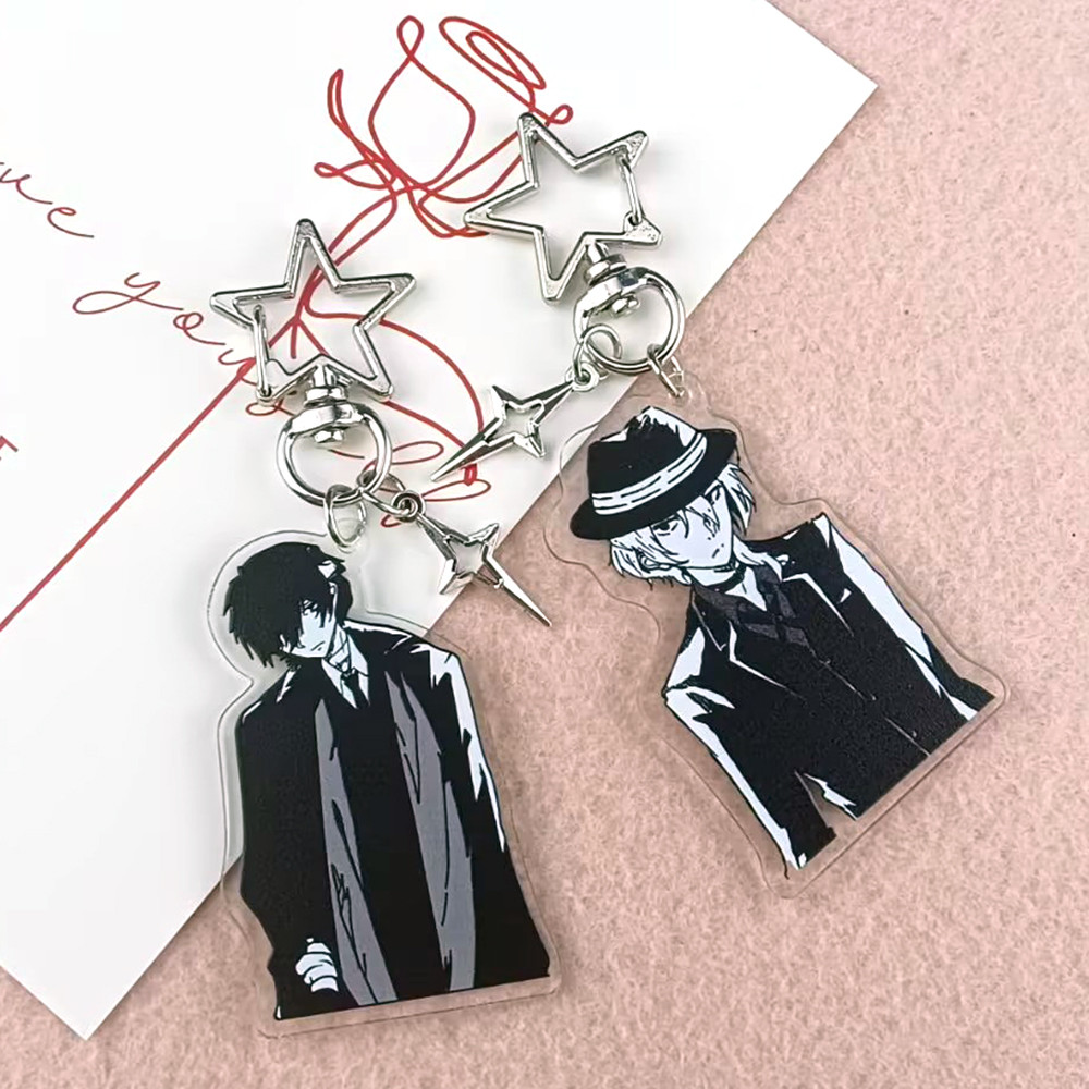 Anime BSD Dazai Osamu and Chuuay Keychain Bungou Stray Dogs Soukoku Inspiration Acrylic Keychain Bac